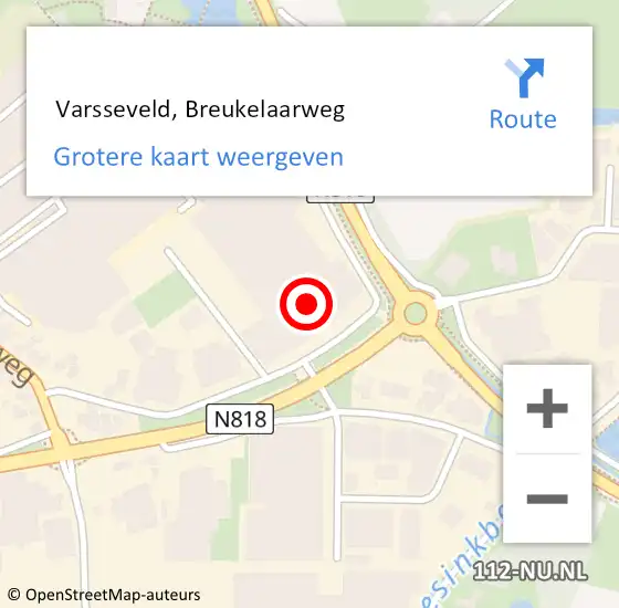 Locatie op kaart van de 112 melding:  Varsseveld, Breukelaarweg op 30 januari 2018 14:13