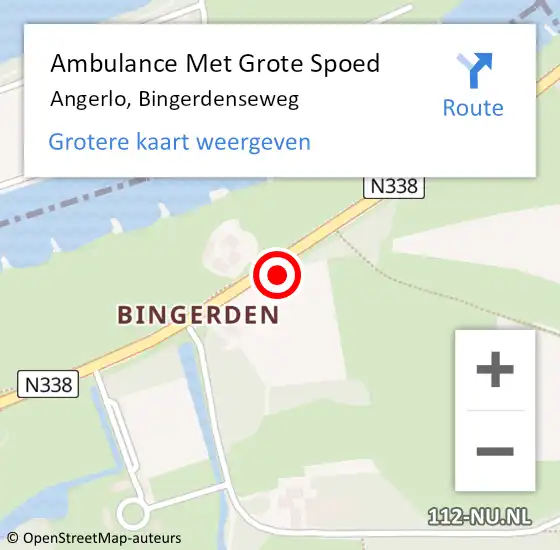 Locatie op kaart van de 112 melding: Ambulance Met Grote Spoed Naar Angerlo, Bingerdenseweg op 30 januari 2018 14:25