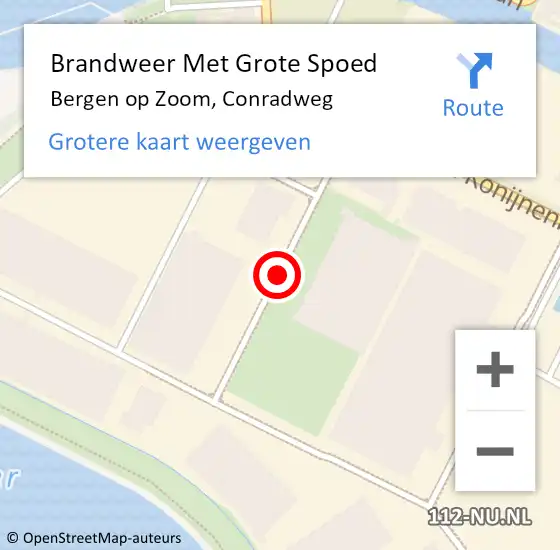 Locatie op kaart van de 112 melding: Brandweer Met Grote Spoed Naar Bergen op Zoom, Conradweg op 30 januari 2018 14:57