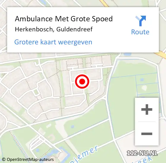 Locatie op kaart van de 112 melding: Ambulance Met Grote Spoed Naar Herkenbosch, Guldendreef op 30 januari 2018 15:53