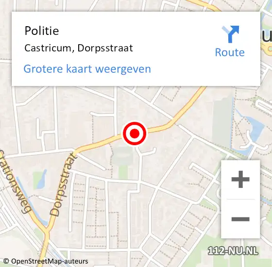 Locatie op kaart van de 112 melding: Politie Castricum, Dorpsstraat op 30 januari 2018 16:16