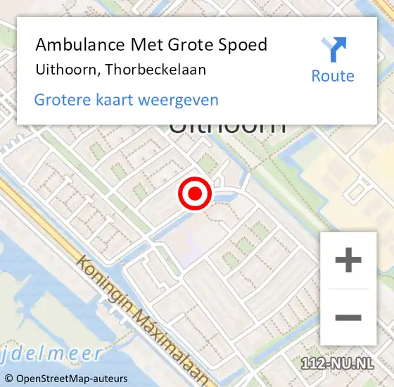 Locatie op kaart van de 112 melding: Ambulance Met Grote Spoed Naar Uithoorn, Thorbeckelaan op 30 januari 2018 17:02