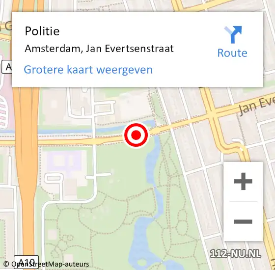 Locatie op kaart van de 112 melding: Politie Amsterdam, Jan Evertsenstraat op 30 januari 2018 17:17
