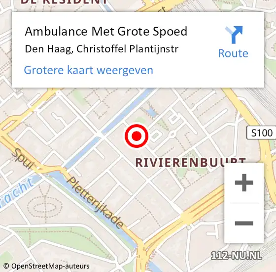 Locatie op kaart van de 112 melding: Ambulance Met Grote Spoed Naar Den Haag, Christoffel Plantijnstr op 30 januari 2018 17:18
