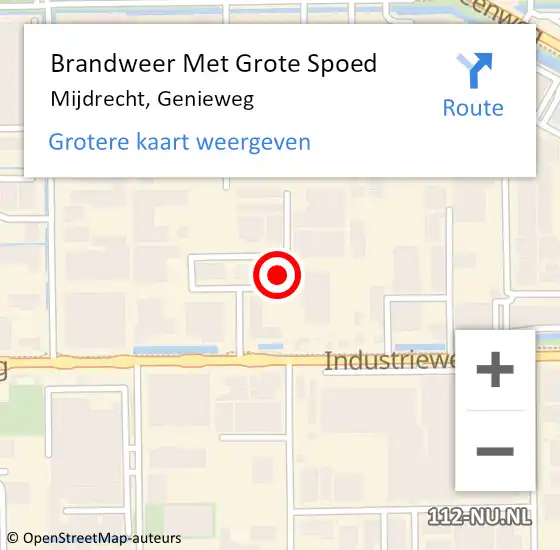 Locatie op kaart van de 112 melding: Brandweer Met Grote Spoed Naar Mijdrecht, Genieweg op 30 januari 2018 17:29