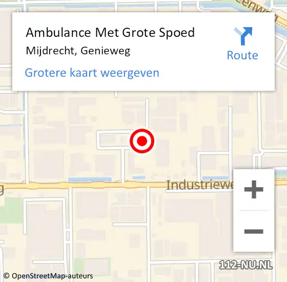 Locatie op kaart van de 112 melding: Ambulance Met Grote Spoed Naar Mijdrecht, Genieweg op 30 januari 2018 17:47