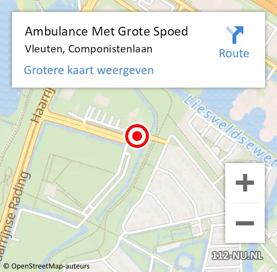 Locatie op kaart van de 112 melding: Ambulance Met Grote Spoed Naar Vleuten, Componistenlaan op 30 januari 2018 18:11