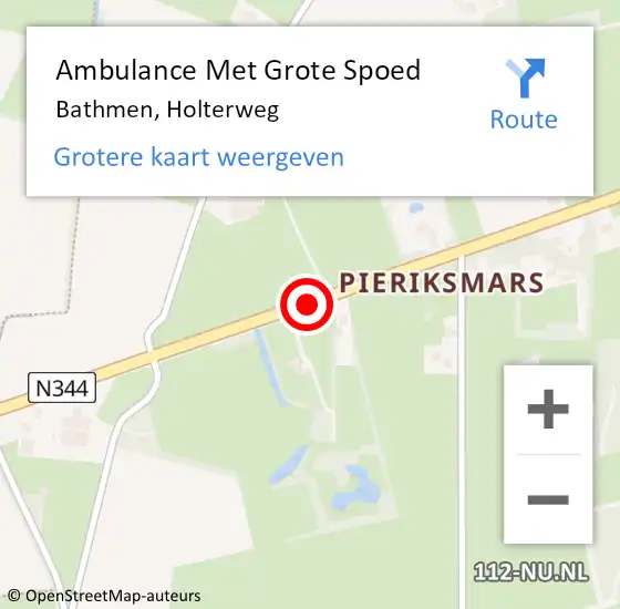 Locatie op kaart van de 112 melding: Ambulance Met Grote Spoed Naar Bathmen, Holterweg op 30 januari 2018 18:37