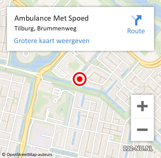 Locatie op kaart van de 112 melding: Ambulance Met Spoed Naar Tilburg, Brummenweg op 30 januari 2018 18:52