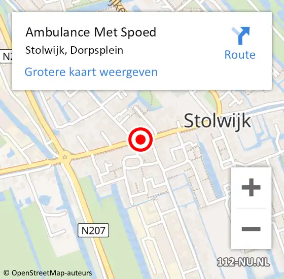 Locatie op kaart van de 112 melding: Ambulance Met Spoed Naar Stolwijk, Dorpsplein op 30 januari 2018 19:02