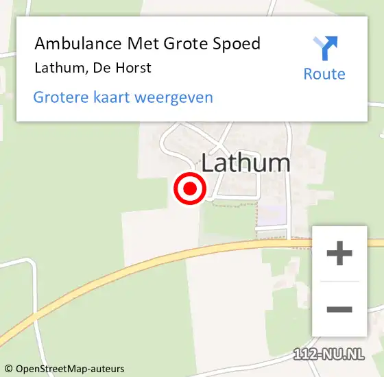 Locatie op kaart van de 112 melding: Ambulance Met Grote Spoed Naar Lathum, De Horst op 30 januari 2018 19:06