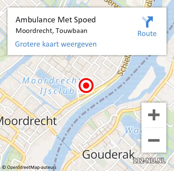 Locatie op kaart van de 112 melding: Ambulance Met Spoed Naar Moordrecht, Touwbaan op 30 januari 2018 20:08