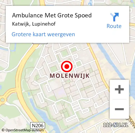 Locatie op kaart van de 112 melding: Ambulance Met Grote Spoed Naar Katwijk, Lupinehof op 30 januari 2018 20:17