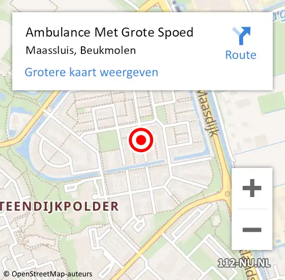 Locatie op kaart van de 112 melding: Ambulance Met Grote Spoed Naar Maassluis, Beukmolen op 30 januari 2018 20:35