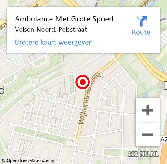 Locatie op kaart van de 112 melding: Ambulance Met Grote Spoed Naar Velsen-Noord, Pelsstraat op 30 januari 2018 21:11