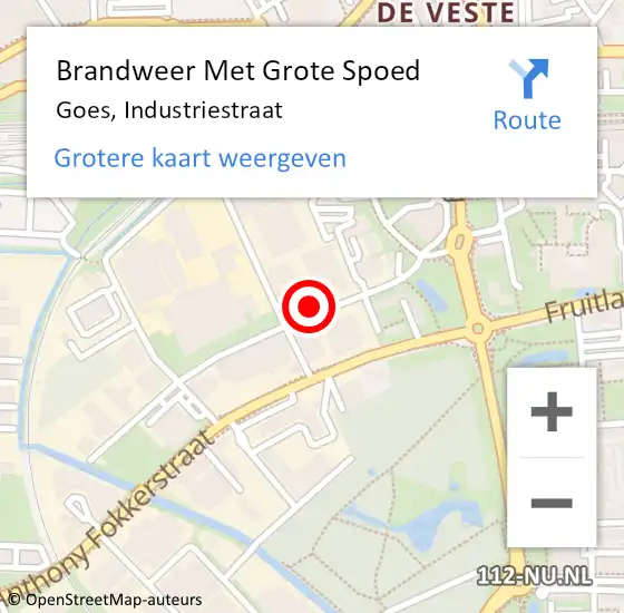 Locatie op kaart van de 112 melding: Brandweer Met Grote Spoed Naar Goes, Industriestraat op 30 januari 2018 22:16