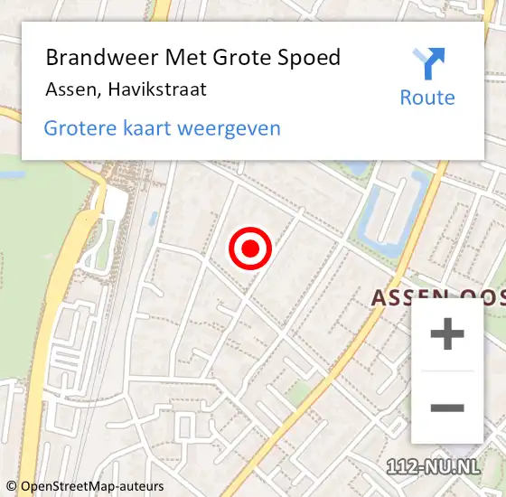 Locatie op kaart van de 112 melding: Brandweer Met Grote Spoed Naar Assen, Havikstraat op 30 januari 2018 23:07