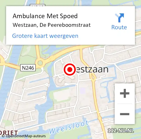 Locatie op kaart van de 112 melding: Ambulance Met Spoed Naar Westzaan, De Peereboomstraat op 30 januari 2018 23:41