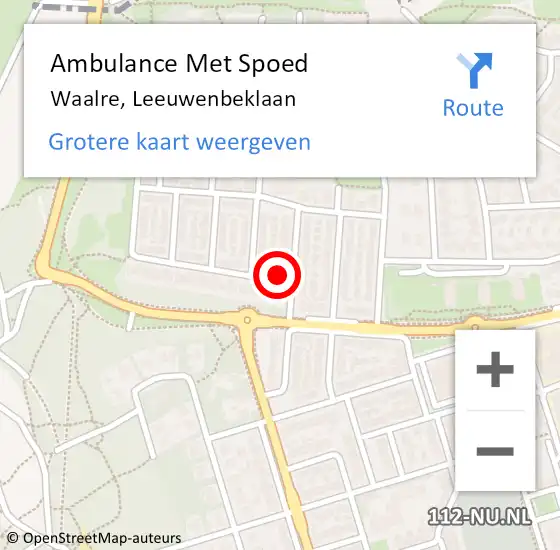 Locatie op kaart van de 112 melding: Ambulance Met Spoed Naar Waalre, Leeuwenbeklaan op 30 januari 2018 23:52