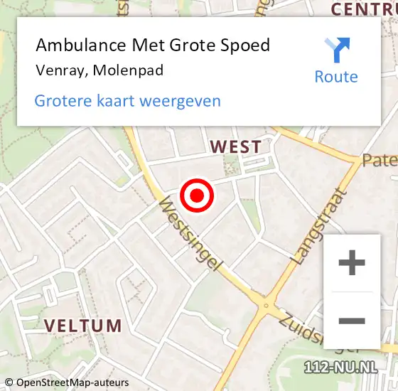 Locatie op kaart van de 112 melding: Ambulance Met Grote Spoed Naar Venray, Molenpad op 14 februari 2014 18:32