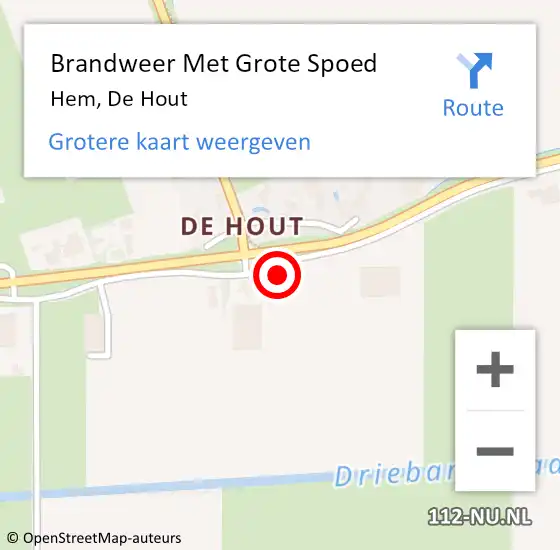 Locatie op kaart van de 112 melding: Brandweer Met Grote Spoed Naar Hem, De Hout op 14 februari 2014 18:47