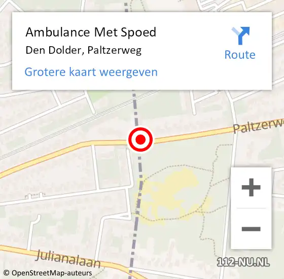 Locatie op kaart van de 112 melding: Ambulance Met Spoed Naar Den Dolder, Paltzerweg op 31 januari 2018 07:37