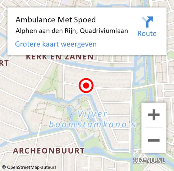 Locatie op kaart van de 112 melding: Ambulance Met Spoed Naar Alphen aan den Rijn, Quadriviumlaan op 31 januari 2018 07:55
