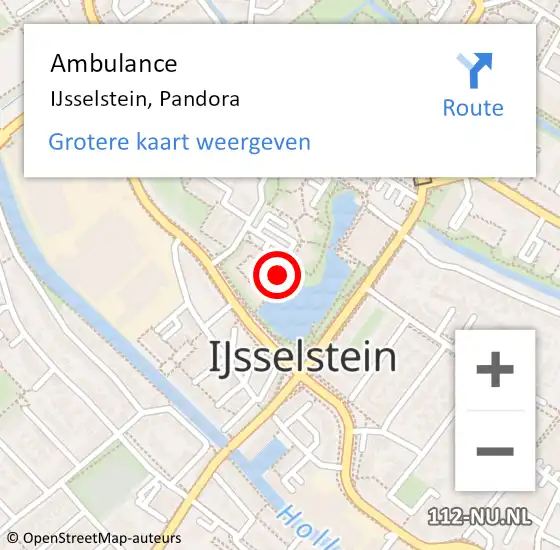 Locatie op kaart van de 112 melding: Ambulance IJsselstein, Pandora op 31 januari 2018 08:14