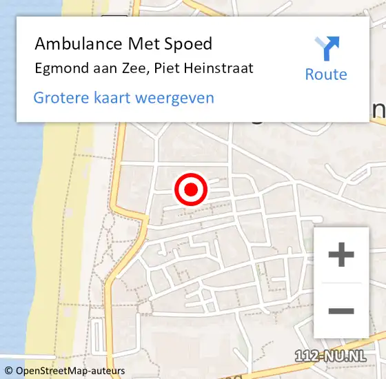 Locatie op kaart van de 112 melding: Ambulance Met Spoed Naar Egmond aan Zee, Piet Heinstraat op 31 januari 2018 08:39
