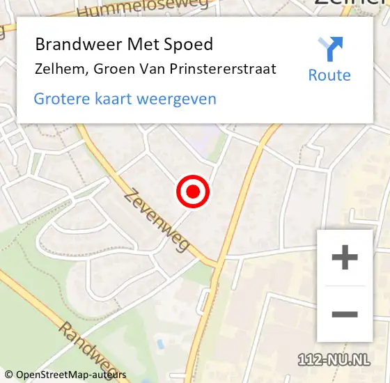 Locatie op kaart van de 112 melding: Brandweer Met Spoed Naar Zelhem, Groen Van Prinstererstraat op 31 januari 2018 09:23