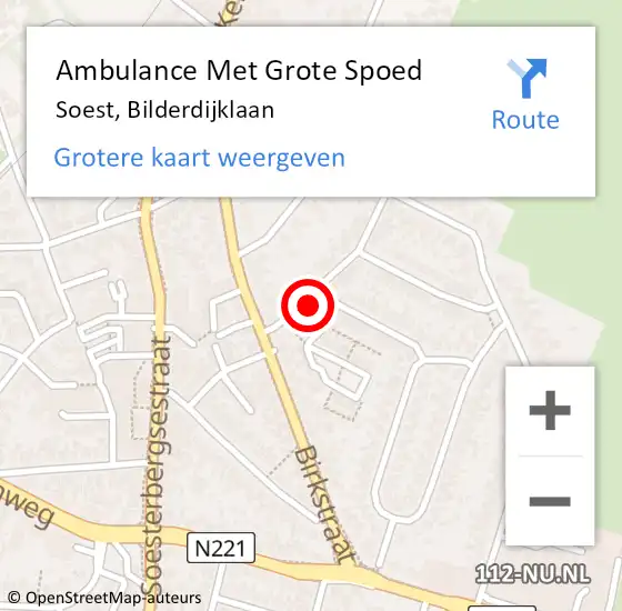Locatie op kaart van de 112 melding: Ambulance Met Grote Spoed Naar Soest, Bilderdijklaan op 31 januari 2018 09:37