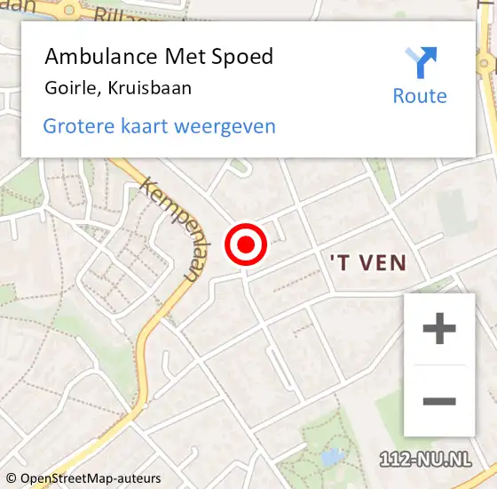 Locatie op kaart van de 112 melding: Ambulance Met Spoed Naar Goirle, Kruisbaan op 31 januari 2018 10:34