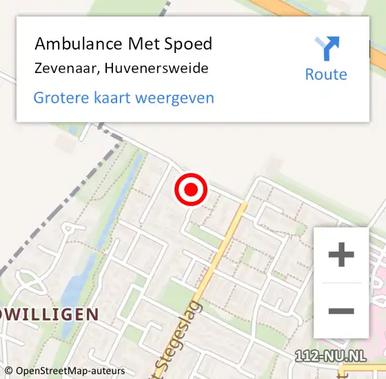 Locatie op kaart van de 112 melding: Ambulance Met Spoed Naar Zevenaar, Huvenersweide op 31 januari 2018 11:30