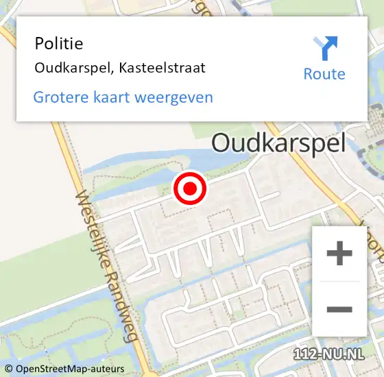 Locatie op kaart van de 112 melding: Politie Oudkarspel, Kasteelstraat op 31 januari 2018 12:18