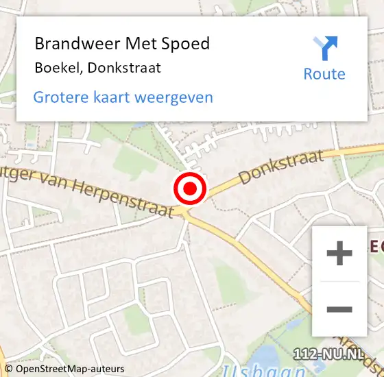 Locatie op kaart van de 112 melding: Brandweer Met Spoed Naar Boekel, Donkstraat op 31 januari 2018 12:22