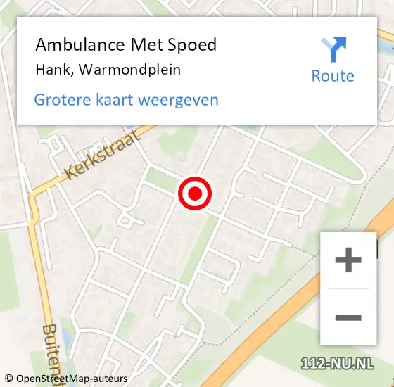 Locatie op kaart van de 112 melding: Ambulance Met Spoed Naar Hank, Warmondplein op 31 januari 2018 12:35