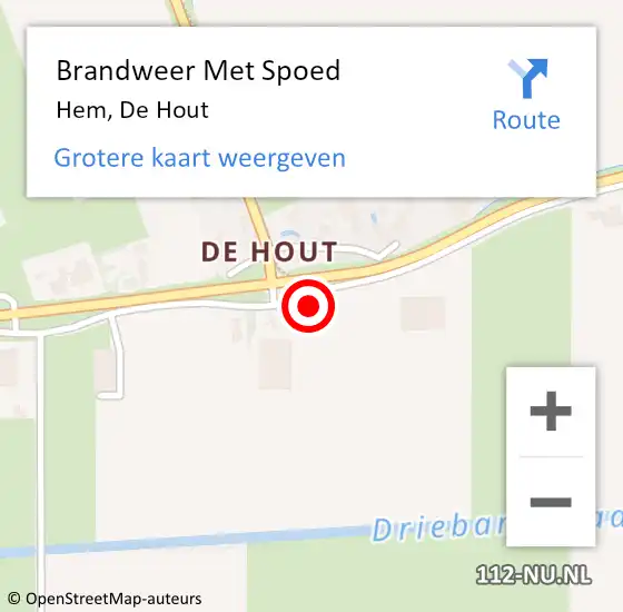 Locatie op kaart van de 112 melding: Brandweer Met Spoed Naar Hem, De Hout op 14 februari 2014 19:28