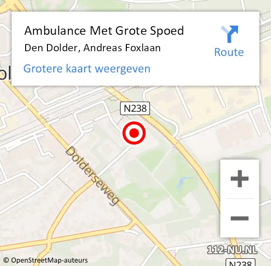 Locatie op kaart van de 112 melding: Ambulance Met Grote Spoed Naar Den Dolder, Andreas Foxlaan op 31 januari 2018 13:16