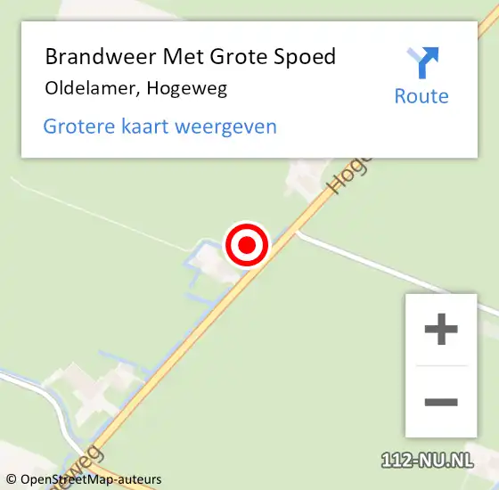 Locatie op kaart van de 112 melding: Brandweer Met Grote Spoed Naar Oldelamer, Hogeweg op 31 januari 2018 13:24