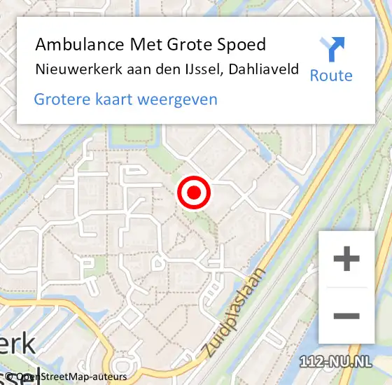 Locatie op kaart van de 112 melding: Ambulance Met Grote Spoed Naar Nieuwerkerk aan den IJssel, Dahliaveld op 31 januari 2018 13:34