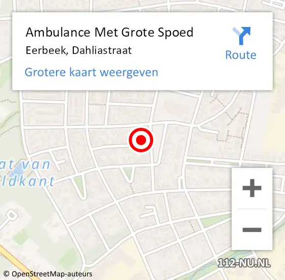 Locatie op kaart van de 112 melding: Ambulance Met Grote Spoed Naar Eerbeek, Dahliastraat op 31 januari 2018 13:35