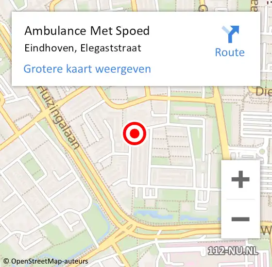 Locatie op kaart van de 112 melding: Ambulance Met Spoed Naar Eindhoven, Elegaststraat op 31 januari 2018 14:24