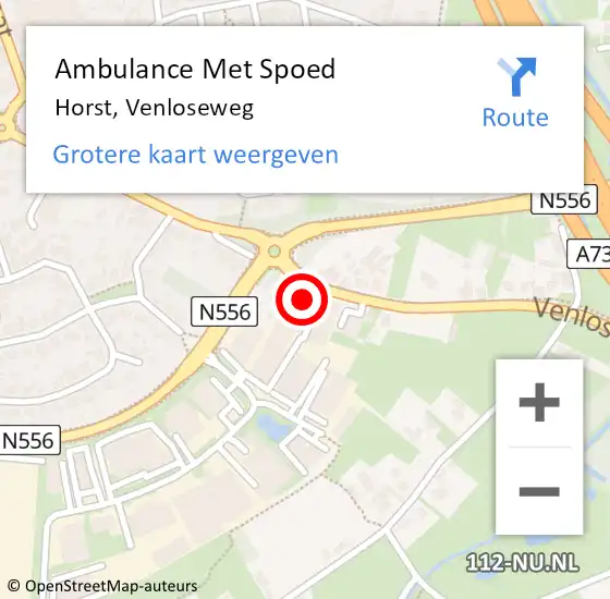 Locatie op kaart van de 112 melding: Ambulance Met Spoed Naar Horst, Venloseweg op 31 januari 2018 14:25