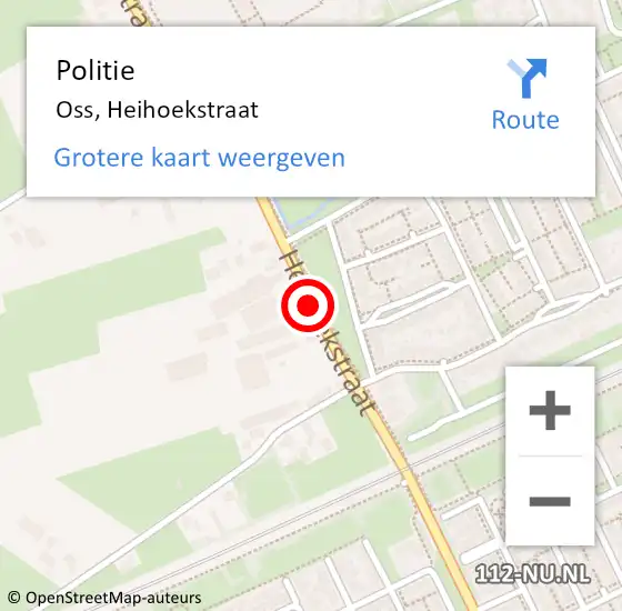 Locatie op kaart van de 112 melding: Politie Oss, Heihoekstraat op 31 januari 2018 15:31