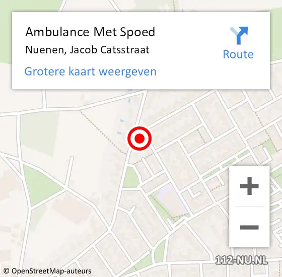 Locatie op kaart van de 112 melding: Ambulance Met Spoed Naar Nuenen, Jacob Catsstraat op 31 januari 2018 16:27