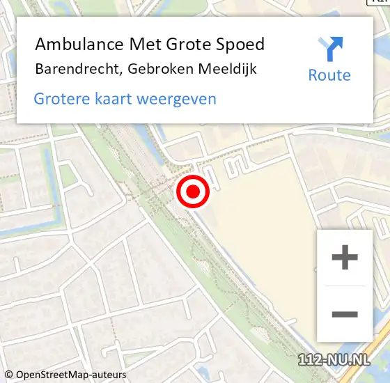 Locatie op kaart van de 112 melding: Ambulance Met Grote Spoed Naar Barendrecht, Gebroken Meeldijk op 31 januari 2018 16:56
