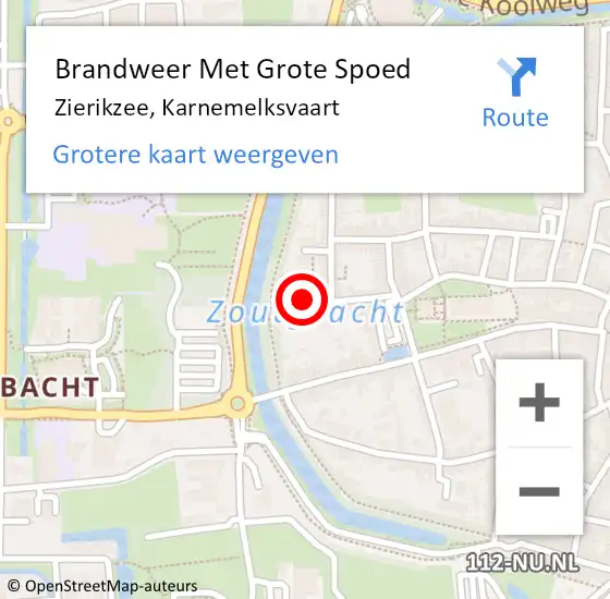 Locatie op kaart van de 112 melding: Brandweer Met Grote Spoed Naar Zierikzee, Karnemelksvaart op 31 januari 2018 17:16