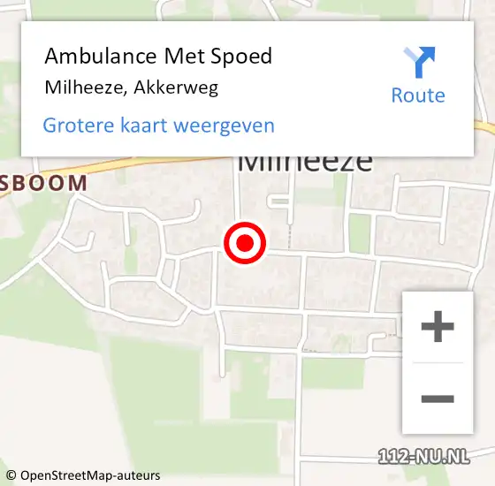 Locatie op kaart van de 112 melding: Ambulance Met Spoed Naar Milheeze, Akkerweg op 31 januari 2018 17:24