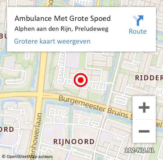 Locatie op kaart van de 112 melding: Ambulance Met Grote Spoed Naar Alphen aan den Rijn, Preludeweg op 31 januari 2018 18:26