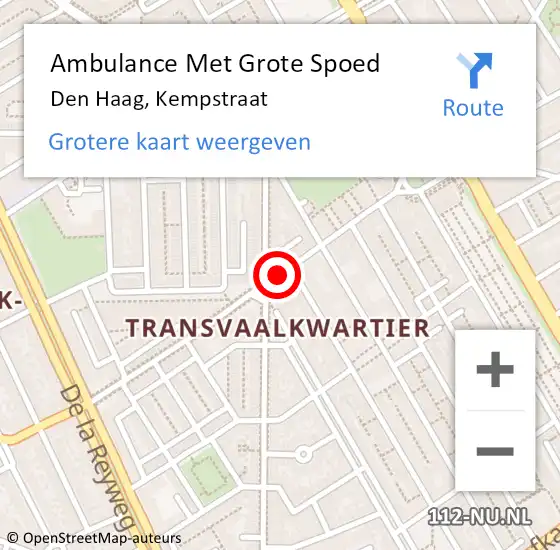 Locatie op kaart van de 112 melding: Ambulance Met Grote Spoed Naar Den Haag, Kempstraat op 31 januari 2018 18:26